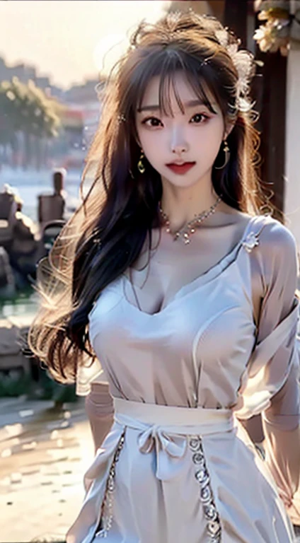 ((addielyn, wearing glass, black hair)), Random posture, (An extremely delicate and beautiful work), (masterpiece), 1girl, extremely detailed elegant wedding dress, tiara, highly detailed, ponytail contorted, charming expression, beautiful and clear eyes, green eye pupil, delicate necklace, delicate earrings, simple blurred background, extreme detail description, beautiful, charming, ultra-fine painting, delicate face, delicate figure, Fine collarbones, lovely lips, soft behind, mix4,(8k, RAW photo, best quality, masterpiece:1.2), (realistic, photo-realistic:1.37),1girl,cute,cityscape, night, rain, wet, professional lighting, photon mapping, radiosity, physically-based rendering, above waist,