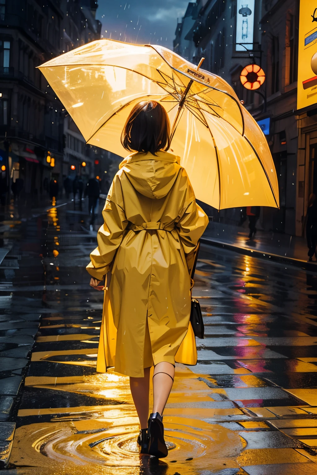 Holding umbrella