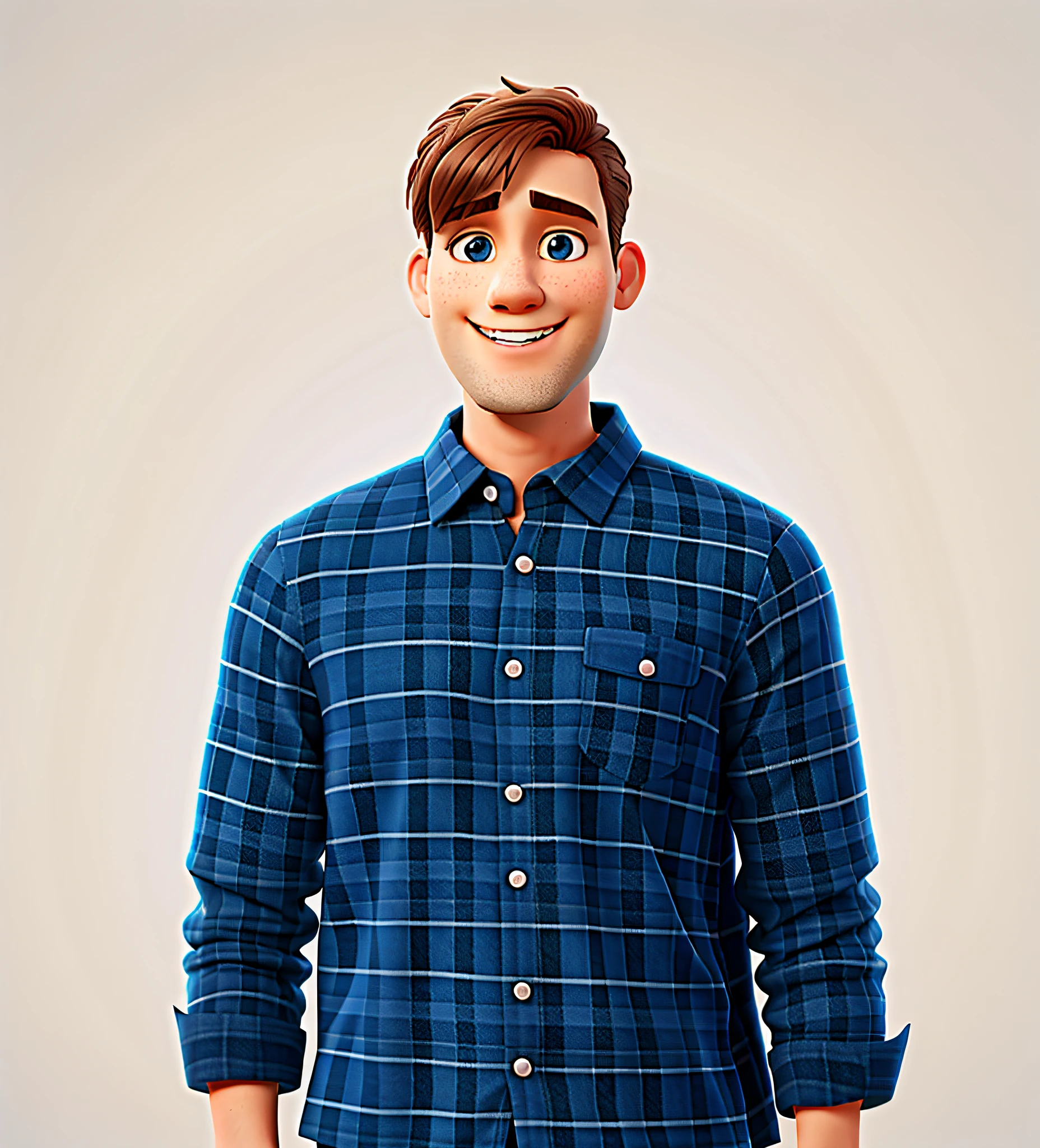 short hair, smile, 3d character [ixar disney style of, arafed man in a blue shirt standing in front of a wooden wall, lead designer greg rutkowski, adam varga, daniel richter, tarmo juhola, kieth thomsen, eyvind, catalog photo, josh grover, greg rutkwowski, medium head to shoulder shot, sascha schneider, alex kiesling, steffen sauerteig