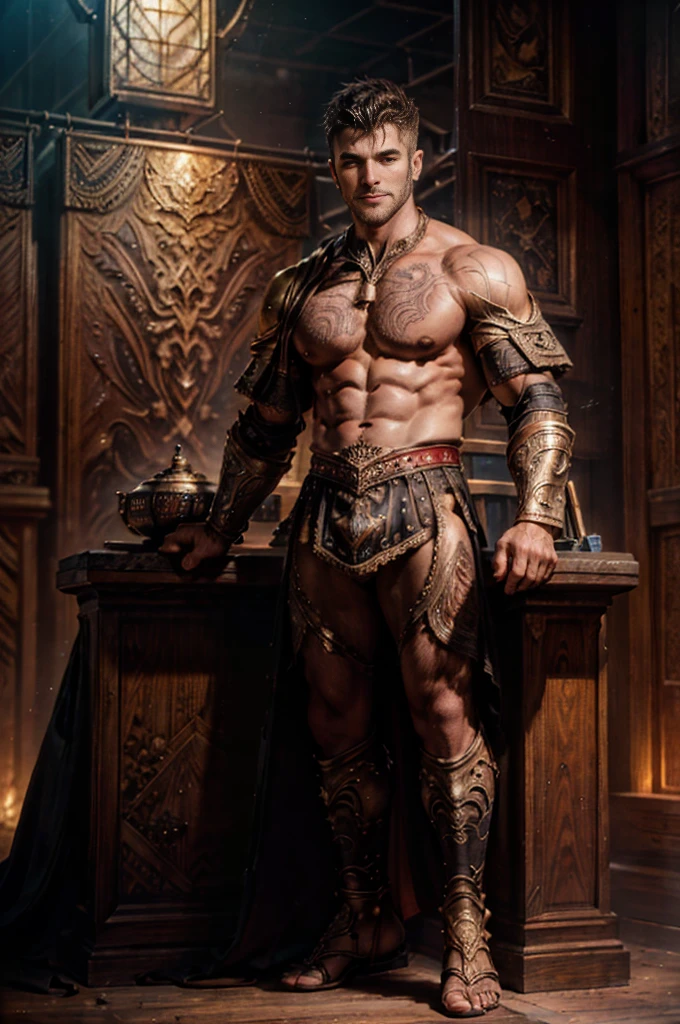 ((masterpiece)), ((a male bullfighter)),((with typical Spanish bullfighter clothes)), ((1 male bullfighter)),1 18 year old boy, ((lascivious full body)), (( beautiful, muscular legs)),
((beauty body,)), top quality、Official Art、great aesthetics:1.2)、best quality, ultra hd, 32k、(Fractal Art:1.3)、
Coloring、but high detailed ((masculine evil villain)), soft smile, Masculine and strong, Smooth expression
a smile full body shot, golden light looking at camera, ((in the background bullring in Seville)), Spain, highly detailed,
ultra-realistic, intricate details, painting (Craftsmanship), ((master part, best quality)), ((Cinematic light)),
hyper realistic, fearsome, dark fantasy, epic realistic, art, (HDR:1.5), hyper detailed, (Artee station:1.5),
cinemactic, warm lights, Light Effect, dramatic light, (intricate details:1.1), Complex background,
(Greg Rutkowski:0.8),