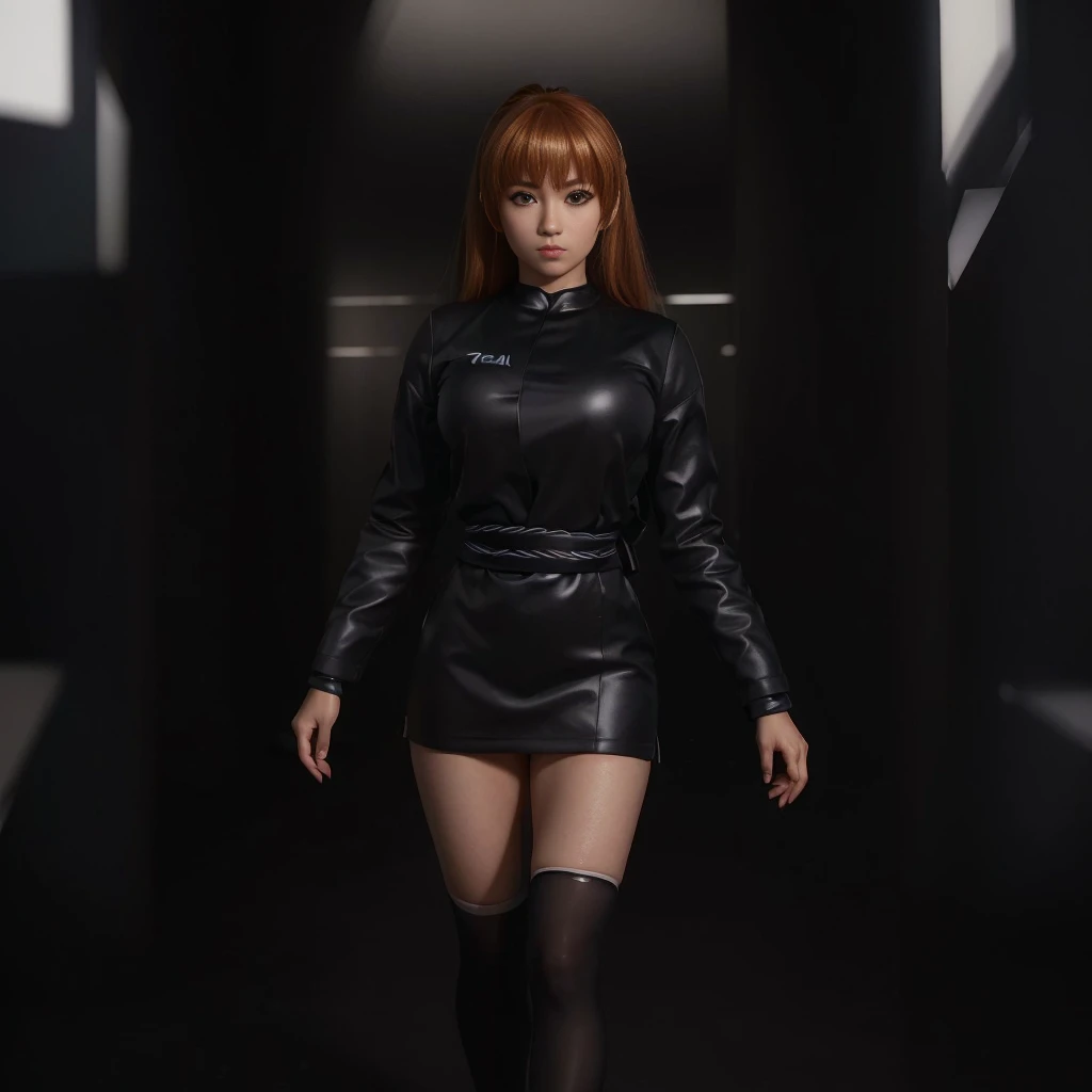 "KASUMI" (best quality,ultra-detalhado,Realistic:1.37), retrato, Detailed eyes and facial features, expression serious, olhos castanhos, textura de pele delicada e suave, Corpo Perfeito, textura ultra realista,