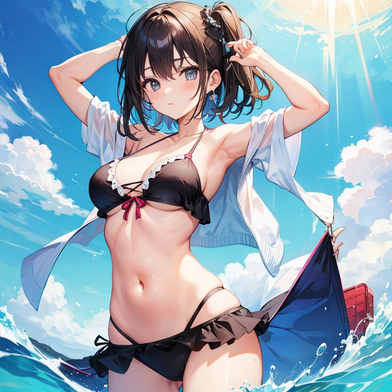 A girl wearing a bikini