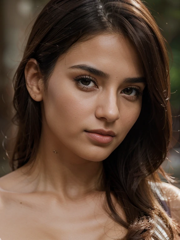 A girl, Named fatemehzahra, super quallity face cloese up front view, 25 years and 7 months and 21 days old, brown eyes, brown hair, normal lips, 168 centimeters height, 60 kilograms weight,tanned body,snowblurrey background , Surrealism, 8k, super detail, anatomically correct, super detail, high details, high quality, award winning, best quality, highres, 1080P, HD, 4K, 8k, 16k, masterpiece, ccurate, retina, UHD, best IOS, RAW, SONYALHPA,