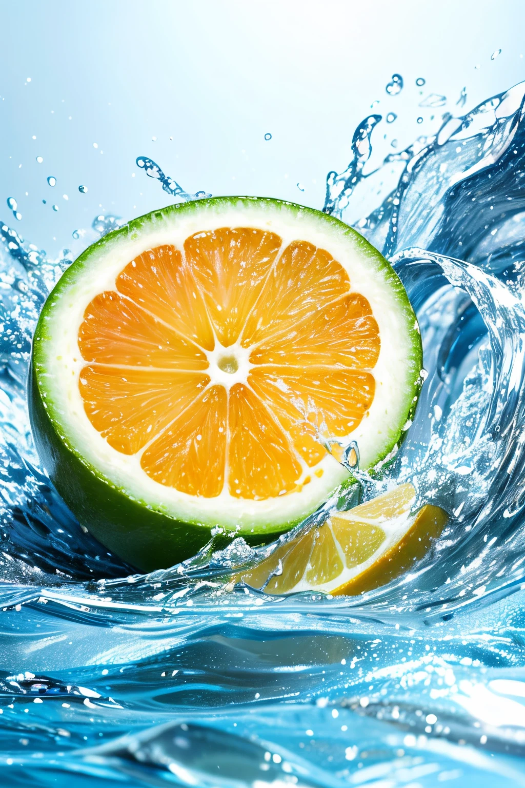 An image of a fresh, juicy fruit with a refreshing drop of juice flowing out of it.