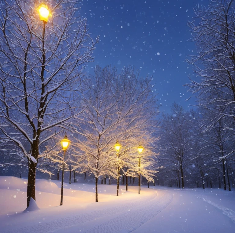 Une petite averse de neige,Peinture impressionniste,flocons de neige qui tombent mollement,Comfortable winter scene,(Best quality,4K,8k,high resolucion,Masterpiece:1.2),sol couvert de neige scintillant,lueur chaude des lampadaires,branches d'arbres givrées,la neige tombe doucement,nuances subtiles de bleu et de blanc,dim lighting,ambiance hivernale sereine,Beauté d'hiver,ambiance paisible et calme,The air of the winter, (Best quality,high resolucion),(Realstic:1.37),Decoration de Noël autour de l'image,Guirlandes,Boules de noel,gui suspendu,twinkling lights,Atmosphère winterale des Merveilles,Vibrant colors,Soft and warm lighting,ambiance joyeuse et festive, petite averse de neige