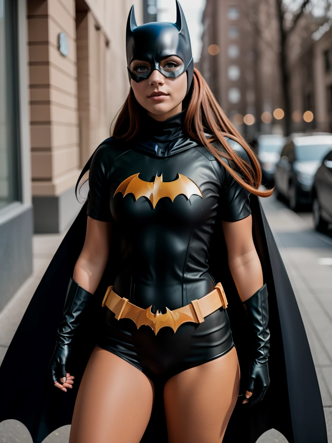 A woman with a batgirl outfit