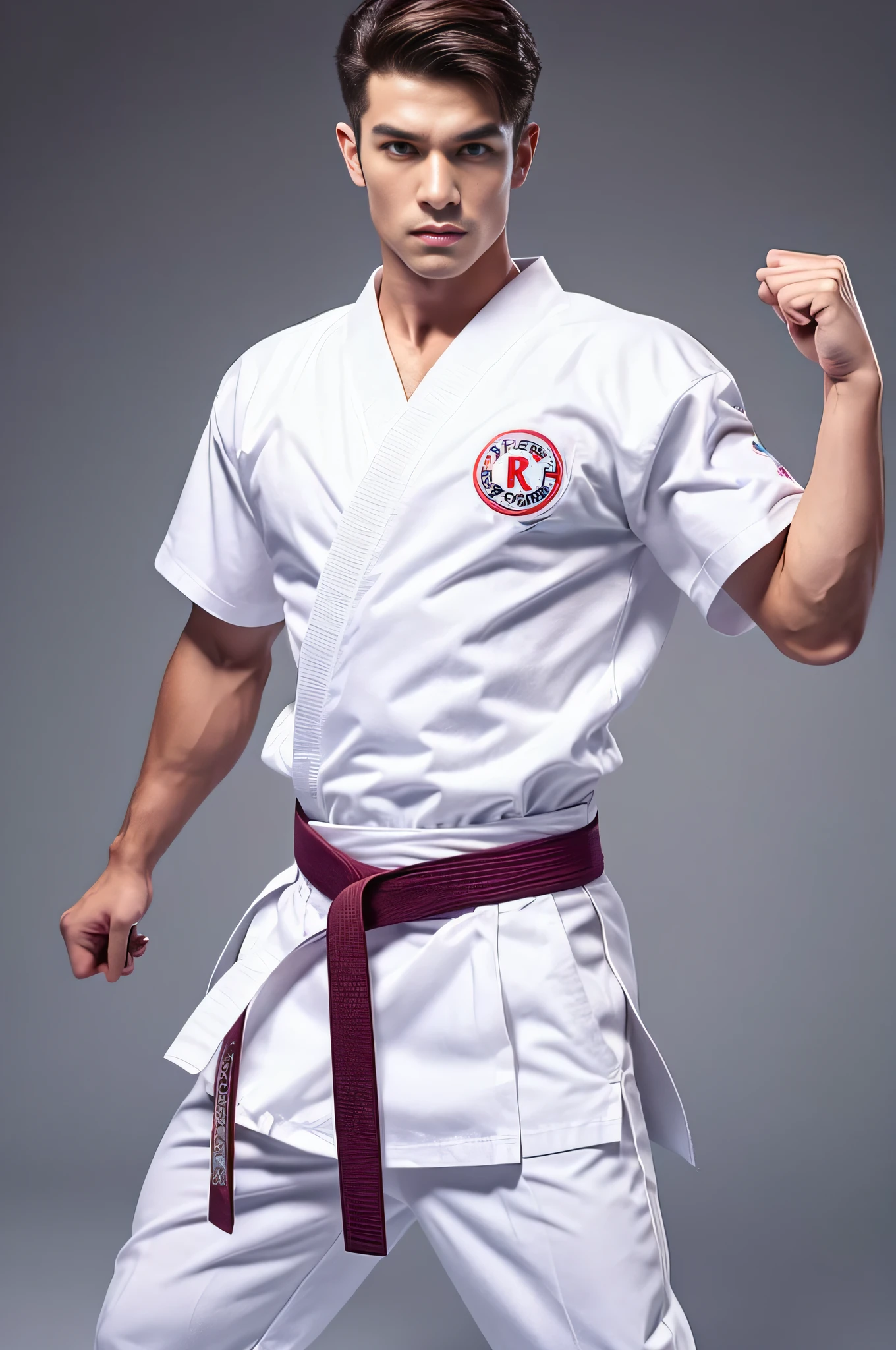 Painting a white karate uniform with natural colors