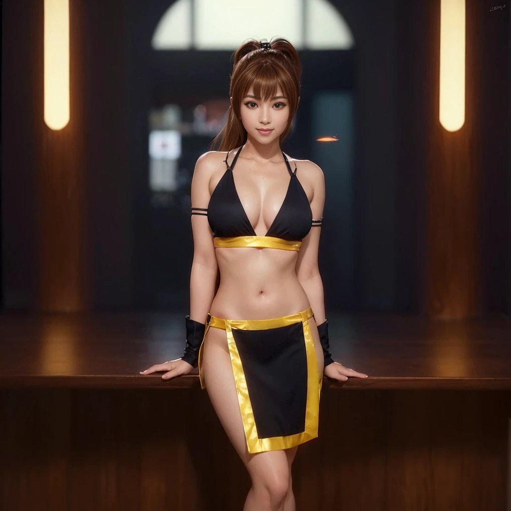 "KASUMI" (best quality,ultra-detalhado,Realistic:1.37), retrato, Detailed eyes and facial features, smiling expression, olhos castanhos, textura de pele delicada e suave, Corpo Perfeito, textura ultra realista, smiling expression