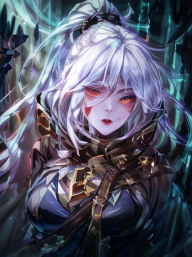 portrait of vampire queen, colorful light, intricate, elegant, highly detailed, my rendition, artstation, illustration, art by alphonse mucha and uang guangjian and gil elvgren and sachin teng, (symmetry), octane render, ultra realistic, intricate, digital art, ambient lighting, highly detailed, unreal engine, digital painting, concept art, sharp focus
