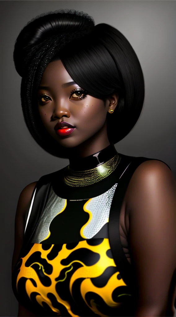 Afric dark black Lum the Invader Girl, curvy model.
