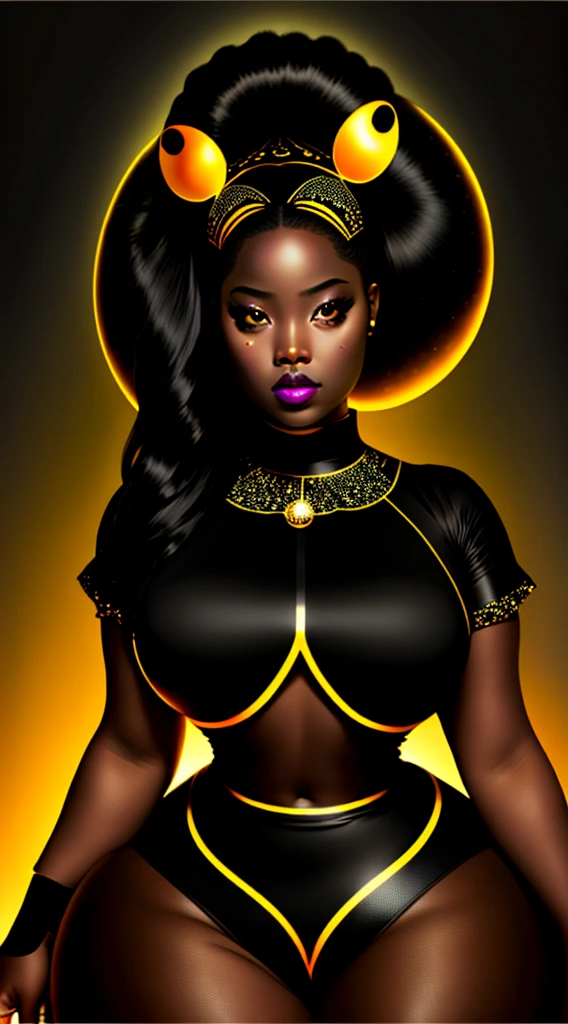 Afric dark black Lum the Invader Girl, curvy model.