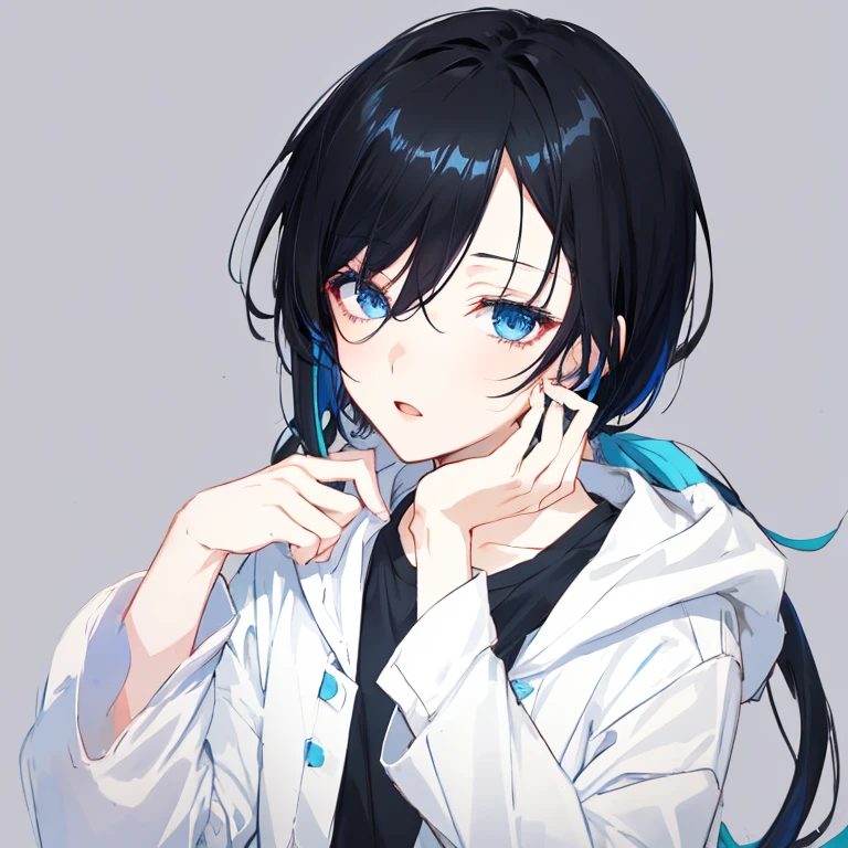 anime girl with black hair and blue eyes wearing a white shirt, anime artstyle, sui ishida with black hair, 2 d anime style, rin, mikudayo, ( ( ( yoshinari yoh ) ) ), hatsune miku short hair, ilya kuvshinov with long hair, tsuaii, rei hiroe, shigenori soejima illustration, deadpan expression