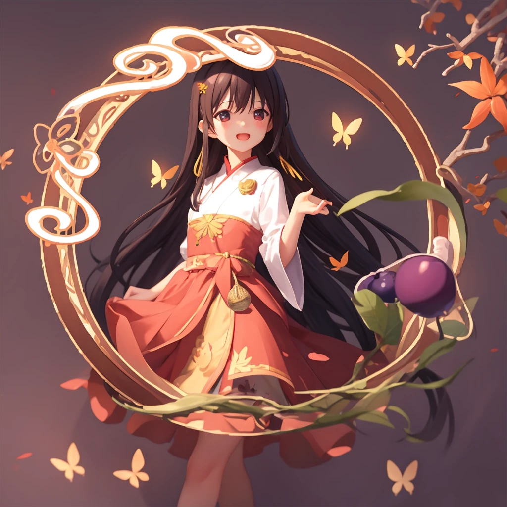 tmasterpiece, Best quality at best, (extremely detaild的 CG unified 8k wallpaperest quality at best), (Most Best Illustration), (The best shadow), UI interface frame design, ( Background with: 1.5), (round form) , foliage, branch, (grape trees, Little butterflies, particle effect, Detailed pubic hair, octaneratingrendering, Ray traching, 超詳細