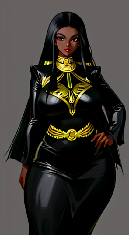 ((masterpiece)),(((best quality))),((character design sheet)), ((full body view)) ((cyberpunk empress)) mature face, ((middle eastern eyes:1.4)), ((gold cybernetic gown)), (((intricate futuristic breastplate))), defined cheekbones, high cheekbones, illustration, muscular, ((cyber gold:1.4)), sexy bimbo, (gigantic breasts:1.7) black hair, ((detailed face:1.4)) beautiful woman, (Chinese:1.4) (white skin:1.4) , (red lipstick:1.4), shiny skin, scribbles and marks,(puffy lips:1.4) , rough sketches, pose, 8k,16k, (simple background, white background: 1.3) ((warm color palette)), ((cyberpunk aesthetic))