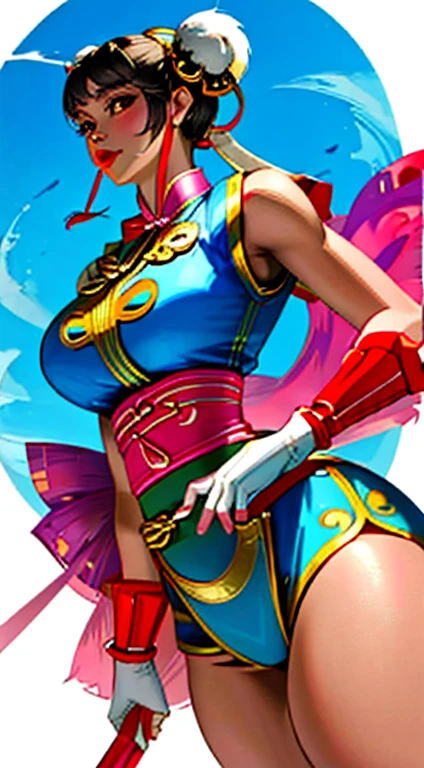 Afric Chun-Li, curvy model, With nose and large mouth characteristic African somatic treatment.