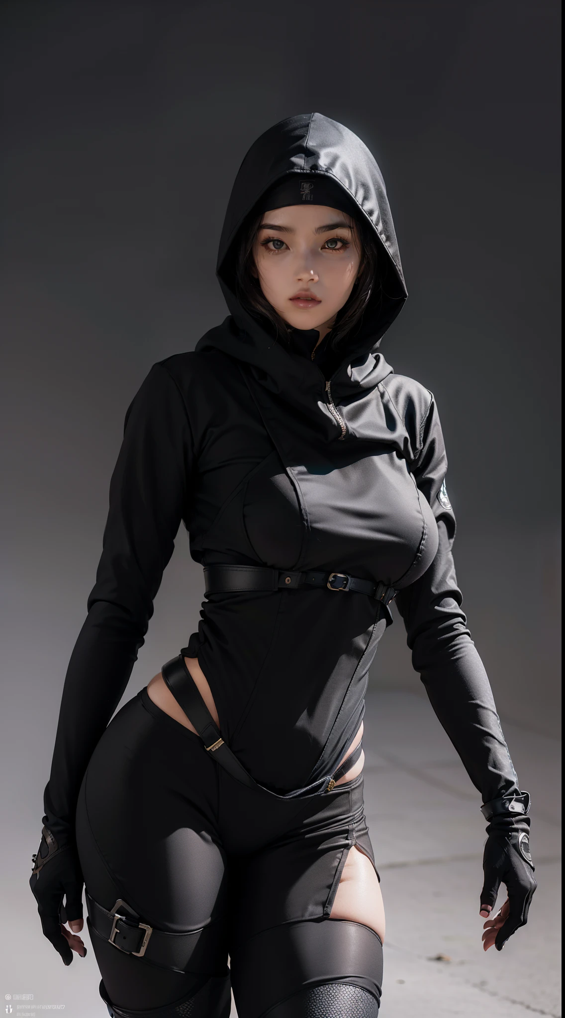 8K, Top Quality, Intricate Details, Ultra Detail, Ultra High Resolution, Masterpiece, close up shot, (full body: 1.1), Slender, Smile, (Makeup: 0.4), ,(( red eyes, black hair, bangs, long hair)), (Fluffy  Eyes: 1.21), (()), 1girl, solo, 1 girl, ((Tifa,Tifa･lockhart,Final Fantasy 7,FF7,l)), close up shot, , ((tall)), (((fit body))), (((slim face))), sharp face, ((abaya, hijab, head cover))  ,(detailed face), sharp face, small lips, , ,(( )) ,, ,
 ((, )), , (( )), detailed face, detailed breast, large breast ,huge breast,  detail nipples ,, Narrow Waist, Skinny, tall , 190 cm tall, Muscular, Navel, Exposed Abdomen, Pointed Chest,, Beautiful girl with accentuated slender abs: 1.4, Six Pack Abs: 1.4, , Perfect Body, detail legs, (( dark background)), black background,