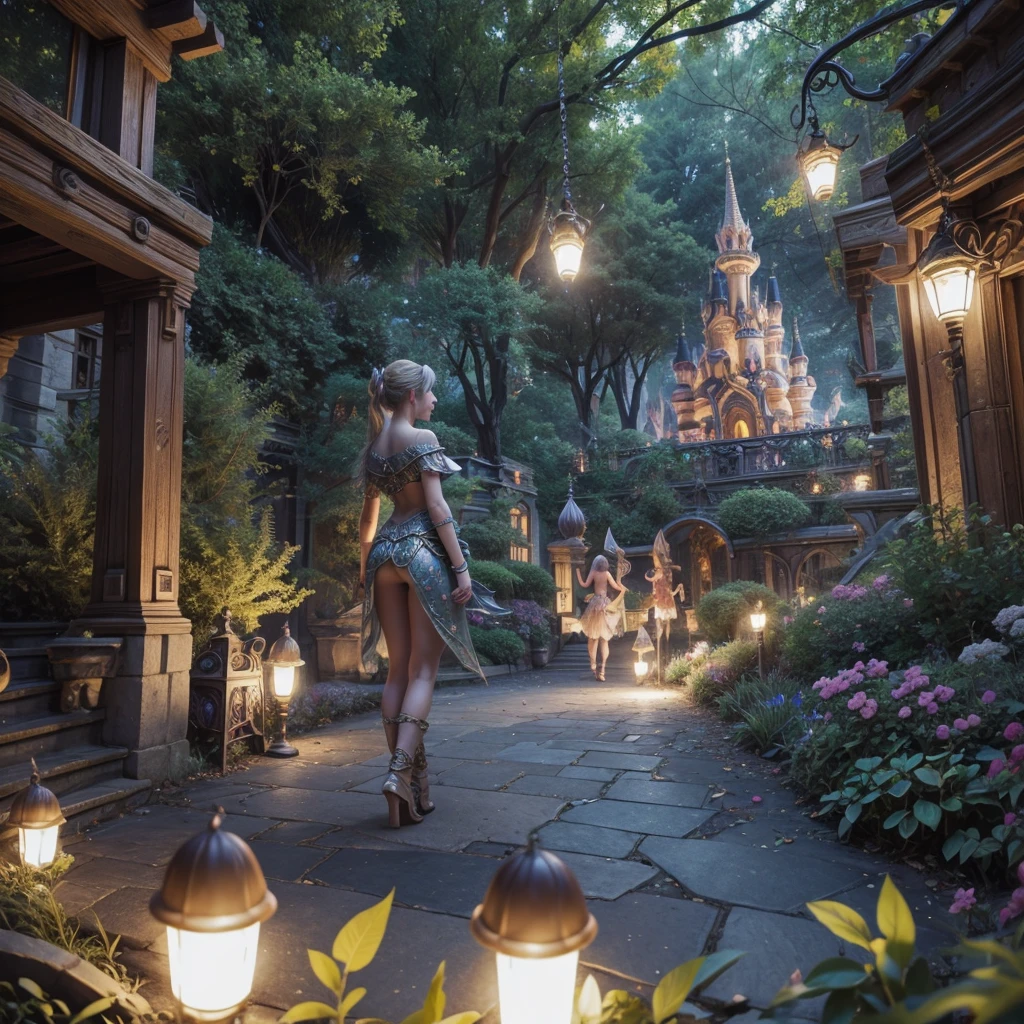 (best quality,4k,8k,highres,masterpiece:1.2),ultra-detailed,(realistic,photorealistic,photo-realistic:1.37),vibrant colors,bokeh,(dreamlike,fantasy,enchanted:1.2),fairy,fairies,houses,village,little beings,enchanted forest,glimmering lights,glowing ,colorful flowers,sparkling river,ethereal atmosphere,whimsical architecture,serene,enchanted environment,enchanting landscape,magical beings,magical creatures,playful,mystical,magical glow,eccentric details,lush foliage,mythical,delicate structures,dreamy,fairy dust,sparkling wings,tiny pathways,secret hideouts,magical activities,twinkling stars,glowing fireflies
