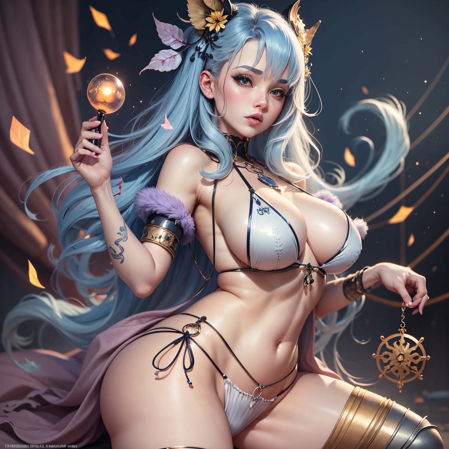 A fantasy inspired hentai of a busty feminist in kawacy style, rendered in cinema4d, bulbous, accurate nautical details, creative character design, whimsical cartoon style, 32k uhd --ar 2:1