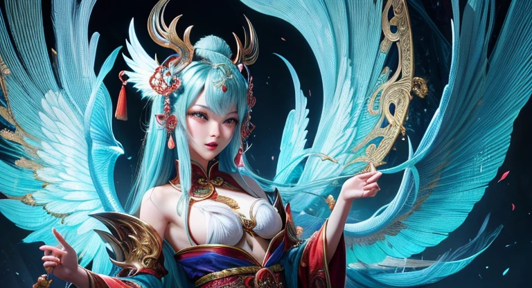 Chinese Sexgirl with small tits, traditional painting style, vibrant colors, detailed scales, flowing silk dress, fierce expression, mystical background, soft lighting, high-resolution masterpiece:1.2, delicate brushwork, intricate details, exotic beauty, mythical creature, captivating gaze, ancient symbols, elegant posture, dynamic movement, magical atmosphere, rich cultural symbolism, mythical aura, traditional Chinese art, mythical hybrid creature, ornate headdress, intricate jewelry, mythical power, mythical guardian, mythical folklore, enchanting essence, strong spiritual presence, mythical journey, mythical elements, mythical creature with feminine grace, mythical beauty, mythical strength, mythical wings.