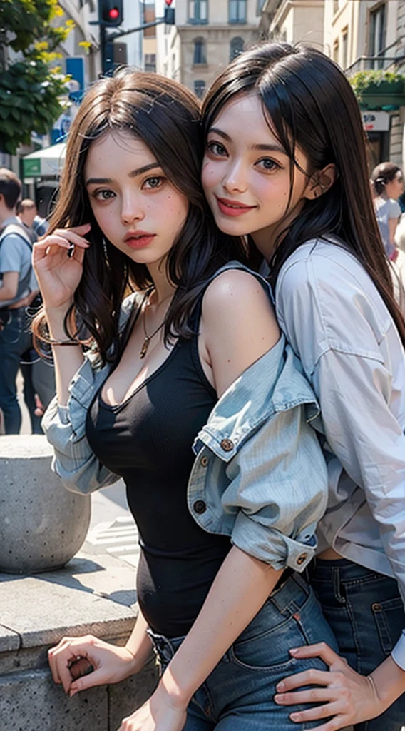 due ragazze una di fronte l'altra, mano per mano
