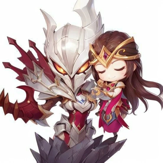um close up de um personagem de desenho animado segurando uma espada, de League of Legends, Irelia, Chibi, Irelia de League of Legends, Personagem de League of Legends, Arte estilo League of Legends, Estilo de arte de League of Legends, Chibi Arte, Estilo League of Legends, Nixeu e Sakimichan, Arte Oficial, Zenra Taliyah, 8K FULL HD