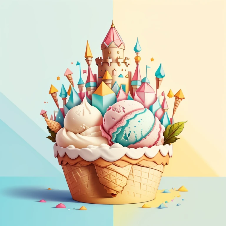 (cute ice cream castle) Munchkin, Geometric multidimensional wall portrait, livro de arte, Tchibi,
Yang08k, Beautiful, Colouring,
Obras, of the highest quality, best quality, Arte Oficial, Beautiful and Aesthetic,