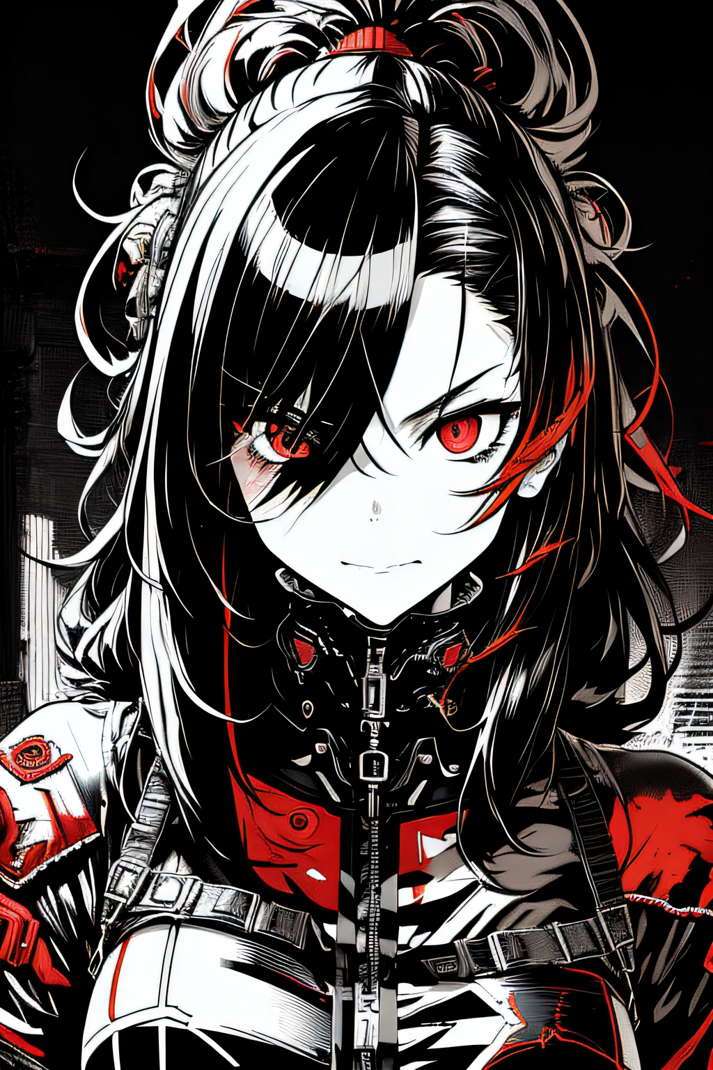 v5lcn style、(Comic-000009:0.6),black and red,(extreme high contrast:1.2)、(ink art_Dark ink:1.2)、1girl in,Adorable,extremely detailed eye,extra detailed face,very detail hair,8K,resolution,