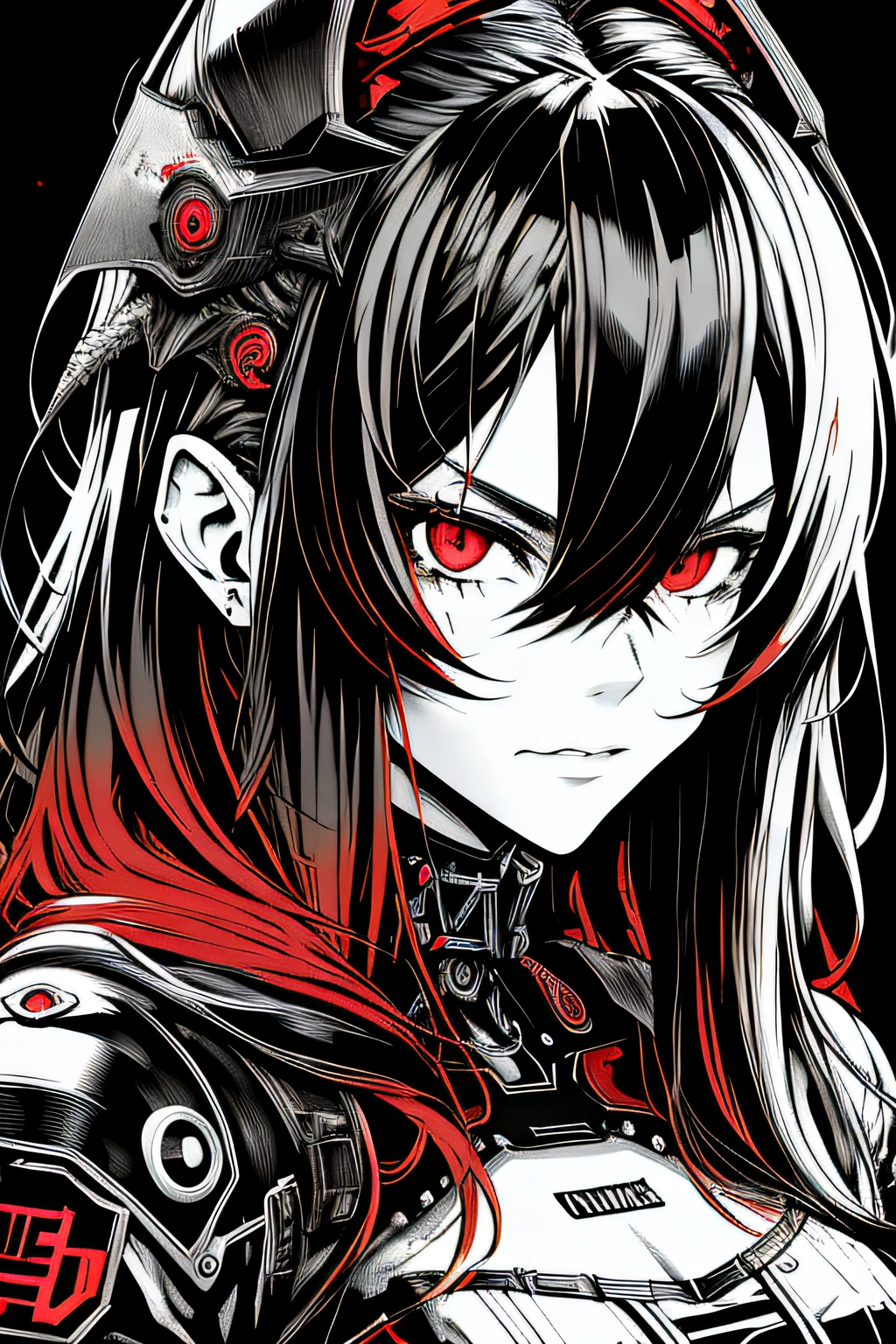 v5lcn style、(Comic-000009:0.6),black and red,(extreme high contrast:1.2)、(ink art_Dark ink:1.2)、1girl in,Adorable,extremely detailed eye,extra detailed face,very detail hair,8K,resolution,