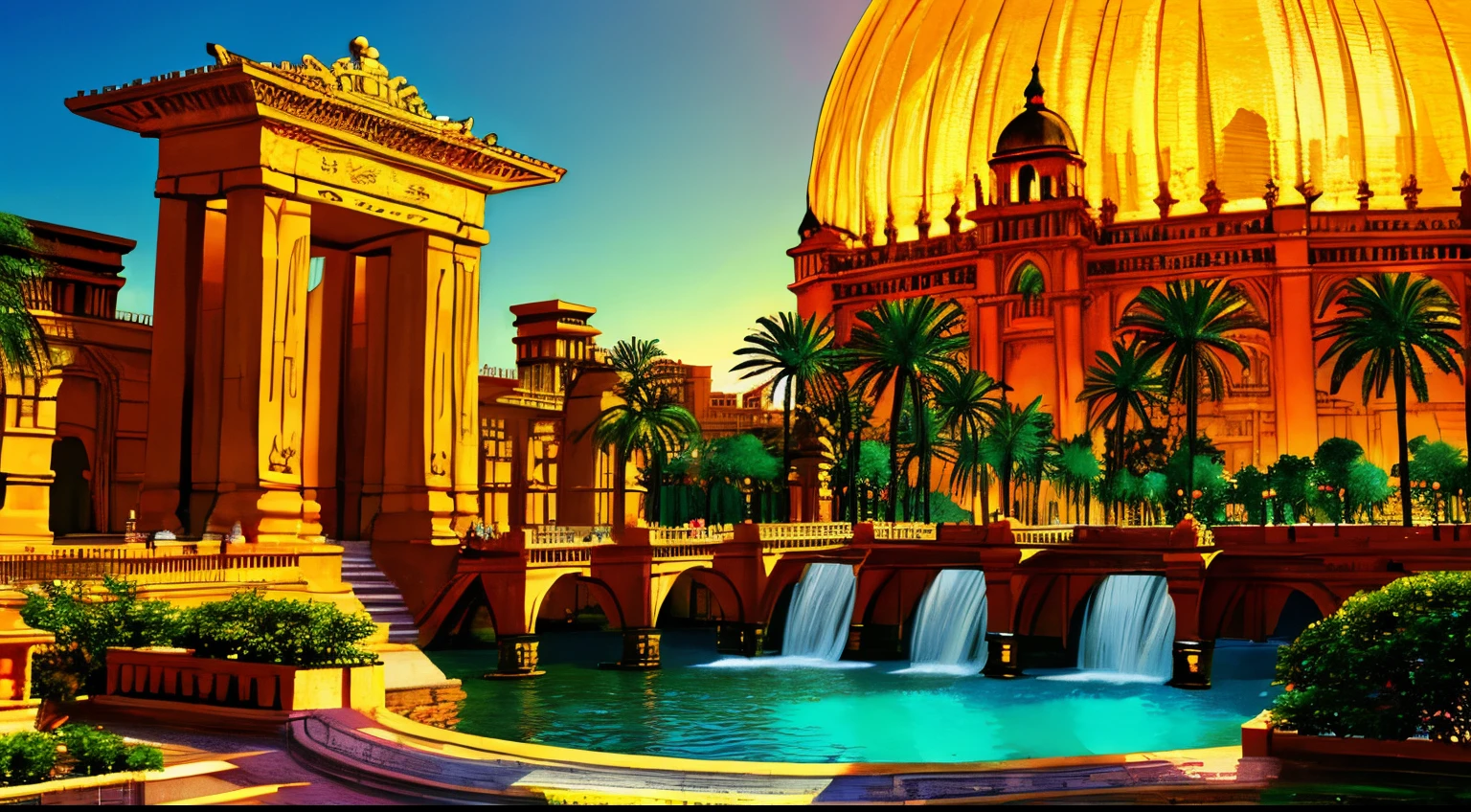 (best quality,4k,8k,highres,masterpiece:1.2),ultra-detailed,(realistic,photorealistic,photo-realistic:1.37),emerald city,legendary Egypt,Epic cityscape,ancient pyramids,splendid architecture,grandeur,extravagant buildings,timeless beauty,mesmerizing environment,enchanting atmosphere,majestic statues,mythical creatures,breathtaking landscape,vivid colors,mysterious ambiance,glowing sunsets,ethereal lighting,opulent palaces,ornate temples,lush greenery,golden sand dunes,cascading waterfalls,glistening rivers,serene canals,exotic animals,lively markets,bustling streets,traditional festivals,celebrations in the streets,noble pharaohs,mysterious hieroglyphs,sphinx guarding the city,crystal-clear skies,boundless horizons,magical aura,awe-inspiring view,historical significance,modern influences blending with ancient culture,sense of adventure,unforgettable memories