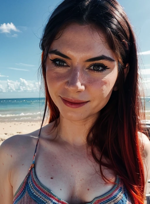 (photorealistic:1.4),8k,(masterpiece), best quality, highest quality, (detailed face:1.5),original,highres, unparalleled masterpiece, ultra realistic 8k, perfect artwork, ((perfect female figure)), narrow waist, skinny,detailed skin, epiCRealism, fcPortrait, bikini, on beach,