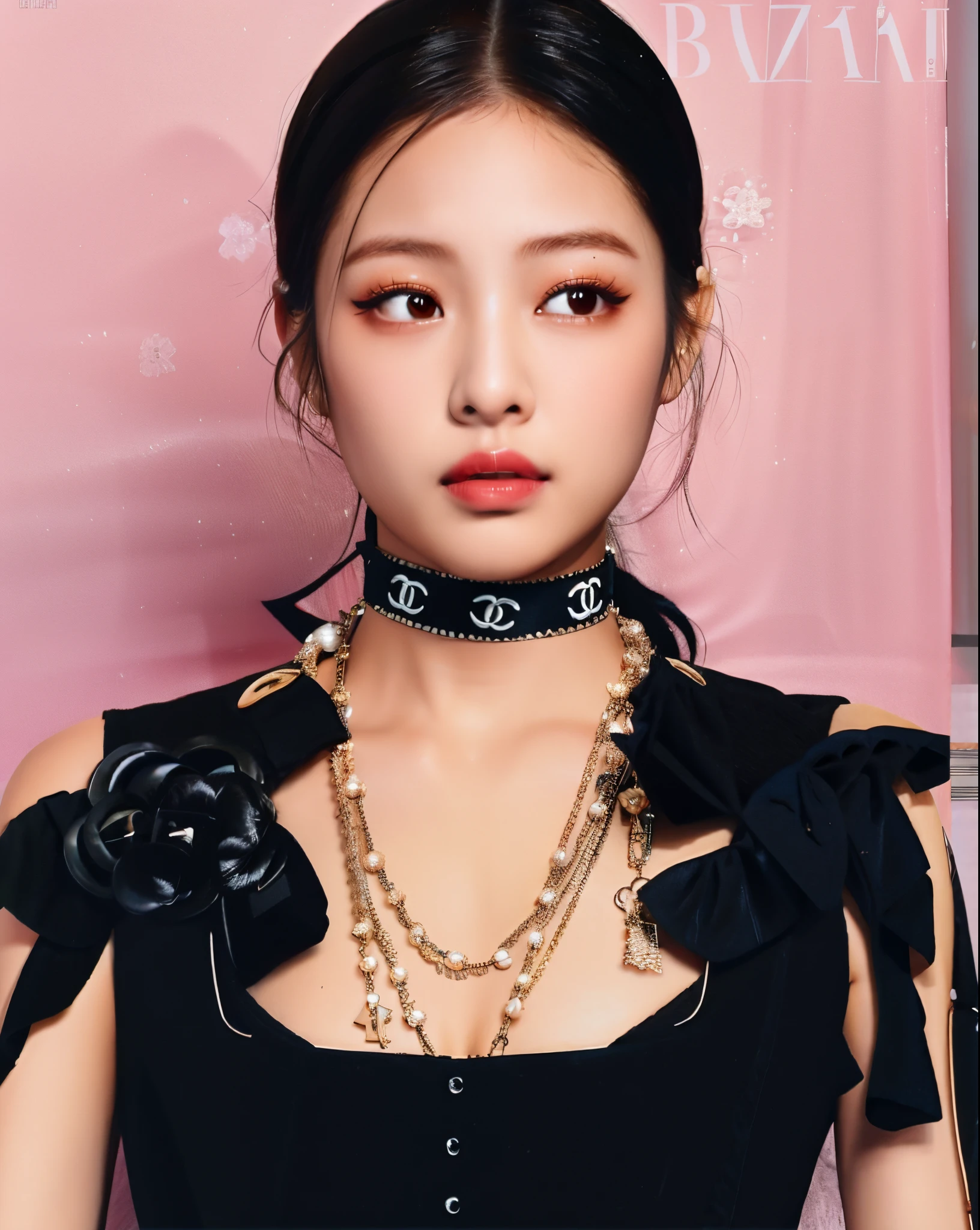 um close up de uma mulher usando um vestido preto e um colar, jennie blackpink, jossi do blackpink, tzuyu de duas vezes, Parque Roseanne do Blackpink, usando gargantilha, Retrato de Jossi de Blackpink, Modelo de moda feminina coreana, jisoo do blackpink, Jisoo do Blackpink, cruel korean goth girl, Gargantilha, usando gargantilha preta, Lulu Chen, cabelo ruivo