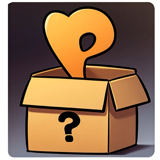 question mark above open box icon with solid dark background