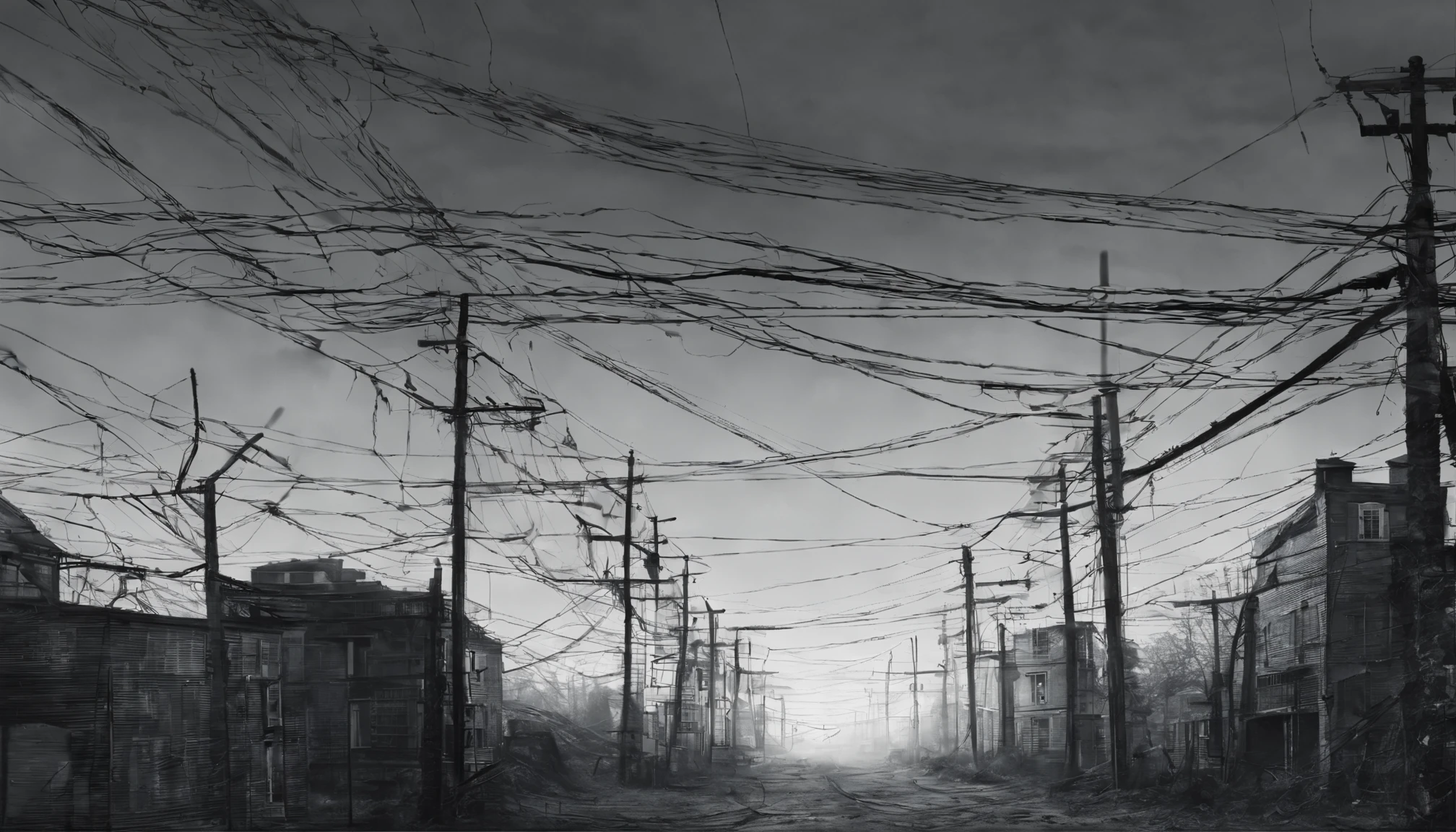 In cities, a dense web of electric wires would crisscross between buildings like endless strings of vines, running along every street and sidewalk to provide access to electricity. Without wireless capabilities, miles of phone and telegraph wires would also accumulate overhead. The tangle of power lines drooping along every passageway would make for a low skyline profile crowded out by wires.