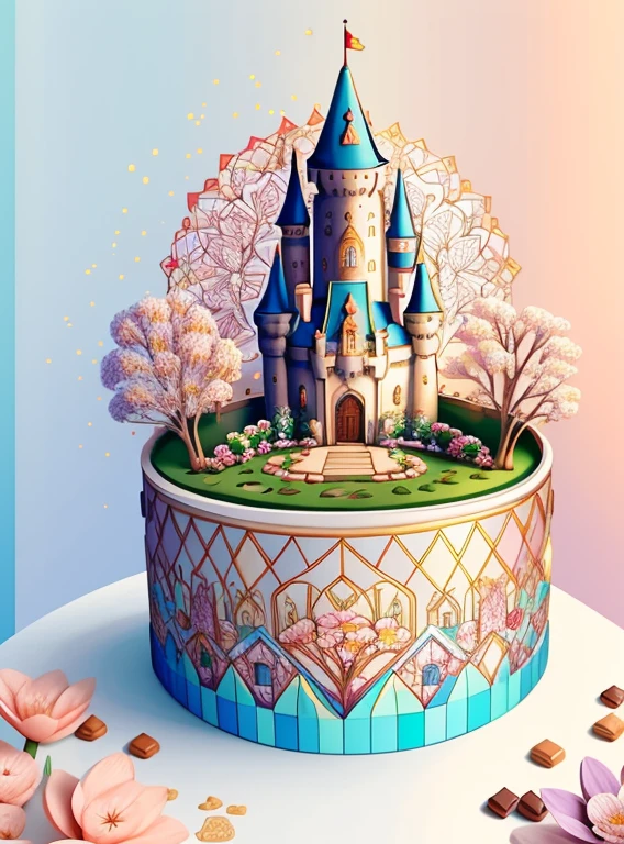 (cute castle with chocolates and flowers) Munchkin, Geometric multidimensional wall portrait, livro de arte, Tchibi,
Yang08k, Beautiful, Colouring,
Obras, of the highest quality, best quality, Arte Oficial, Beautiful and Aesthetic,