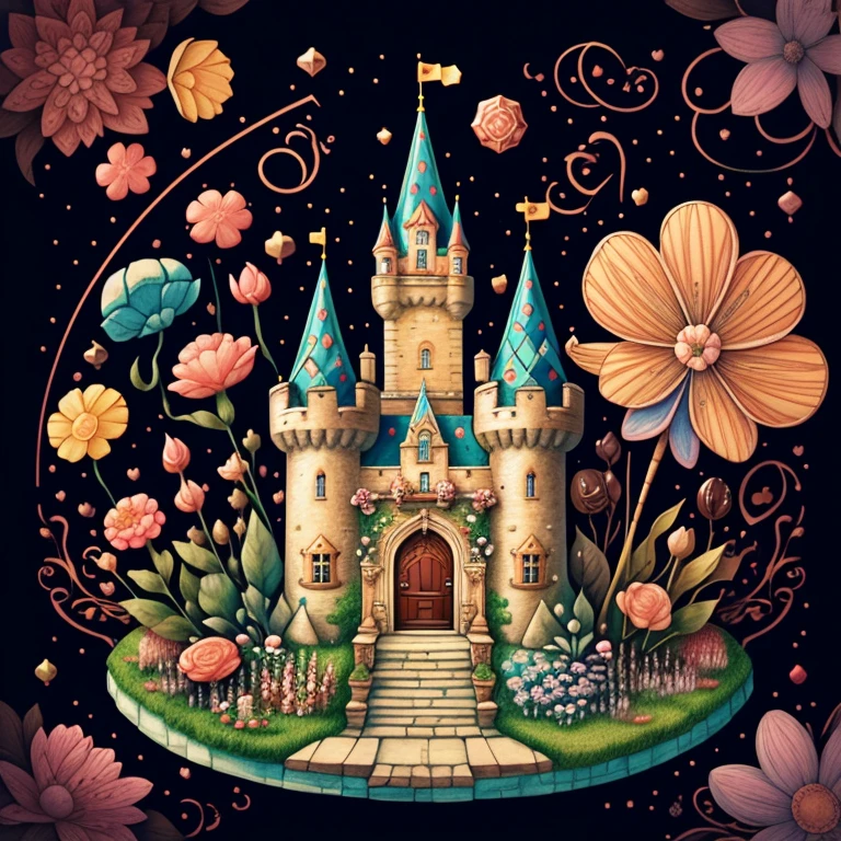 (cute castle with chocolates and flowers) Munchkin, Geometric multidimensional wall portrait, livro de arte, Tchibi,
Yang08k, Beautiful, Colouring,
Obras, of the highest quality, best quality, Arte Oficial, Beautiful and Aesthetic,