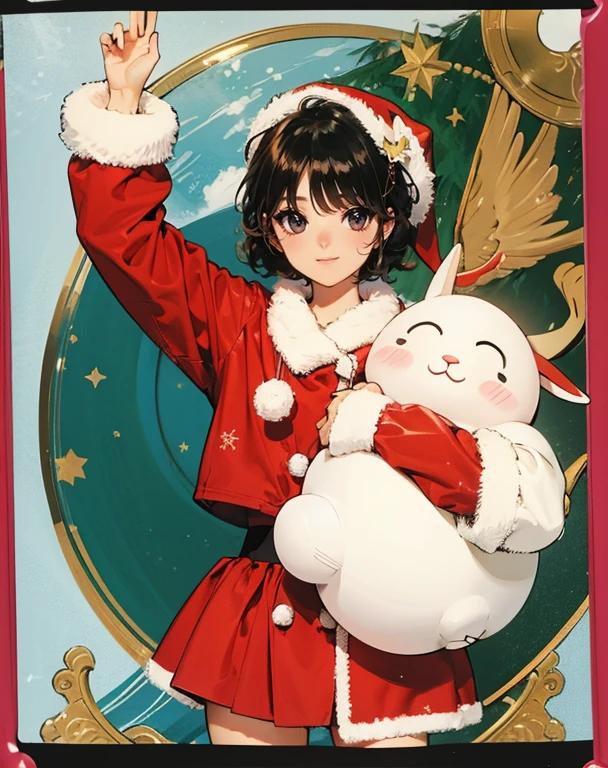 Standing cute、kawaii pose、Christmas、The costume、Cute、Cute look、Puff out cheeks、age19、long