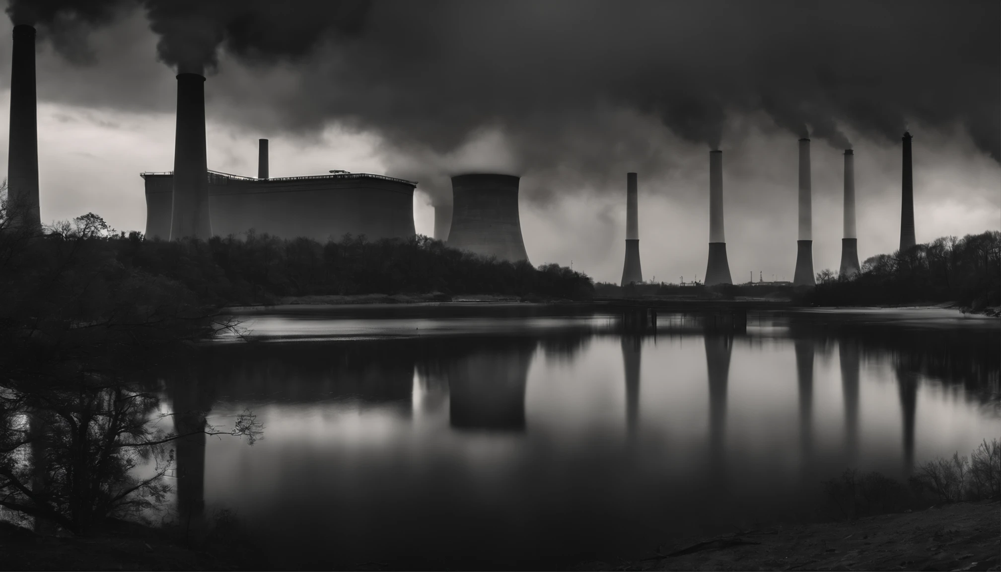 Across landscapes, hydroelectric dams and their vast power stations would be set amidst lakes and rivers surrounded by cleared, riotous infrastructure sending out power to urban centers through above-ground cables cutting through wilderness. Smokestacks from centralized coal generators would also be linked to cities by immense power lines on steel towers.