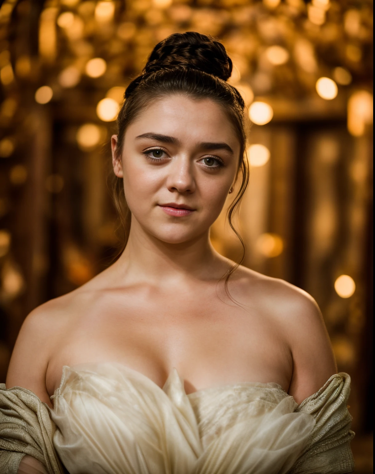 Foto RAW, Arya Stark, Extremely gorgeous lady, Arya Stark PLAYED BY MAISIE WILLIAMS, Queen Arya Stark, she a mature woman now, milf, sexy mediaeval battle dress, gladiator woman, body, 40 years old Woman, body revealing costumes, perky breast, skin pores, big natural breast, erotic costumes, lusty physique, seductive figure can capture every people's attention, Game of thrones costumes, revealing captivating figure, Mediaeval costumes, revealing clothes, A tomboy, she would rather fence than dance, warrior queen , game of thrones screen caps, Game of Thrones Series, (pele altamente detalhada: 1.2), 8k UHD, DSLR, soft-lighting, alta qualidade, grain of film, Fujifilm XT3, flawless picture, highly detailed, detailed Beauty, intricate, 32k, sharp picture,