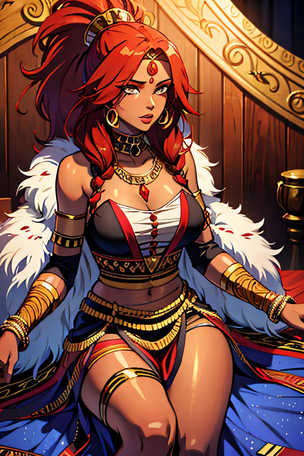 black indian queen, Woman, com cabelos ruivos.