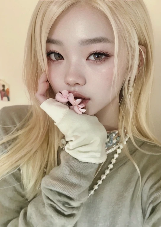 Un primer plano de una persona con el pelo largo y un collar, Jinyoung Shin, Parque Roseanne de Blackpink, ulzzang, Wan adorable cara coreana, maquillaje popular de Corea del Sur, Sakimichan, her face looks like an orchid, Jossi de Blackpink, Retrato de Jossi de Blackpink, Retrato de Kim Petras, Lalisa Manoban de Blackpink