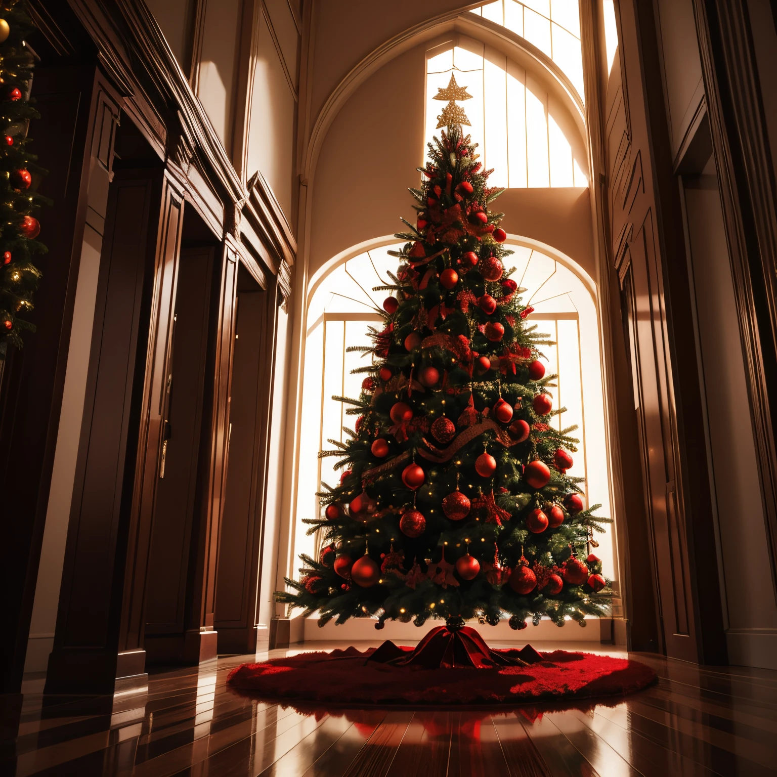 Christmas tree, with a sad aesthetic and red tones abstract