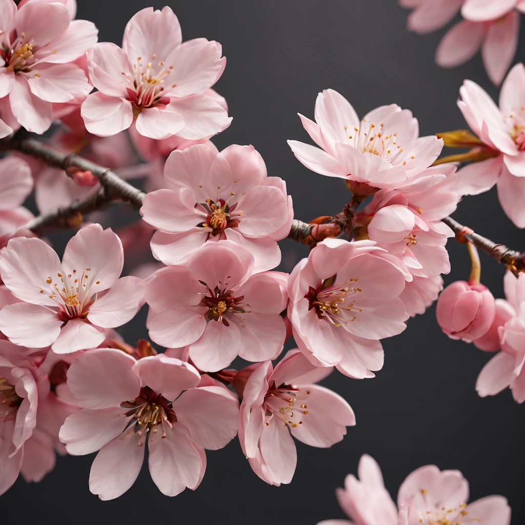 beautiful pink cherry blossom 3d realistic no background
