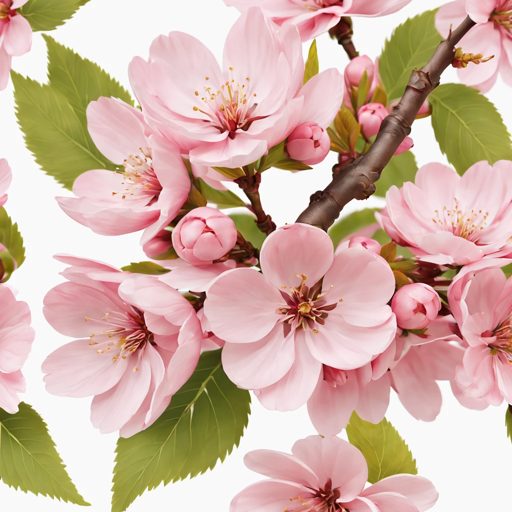 beautiful pink cherry blossom 3d realistic no background