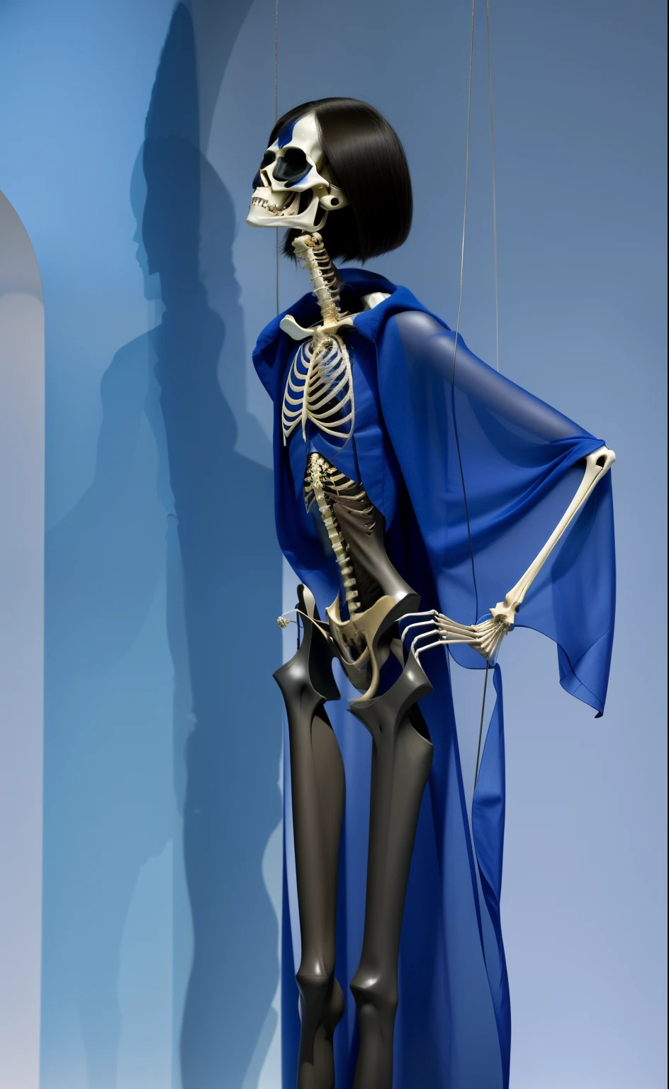 <lora:ezekskel_v1:1> ezekskel
Masterpiece, best quality, highly detailed 8k photorealistic raw photo, volumetric lighting, volumetric shadows
a skeleton with Templeton Gray hair, walking, paw pose, overskirt
city with people in the background