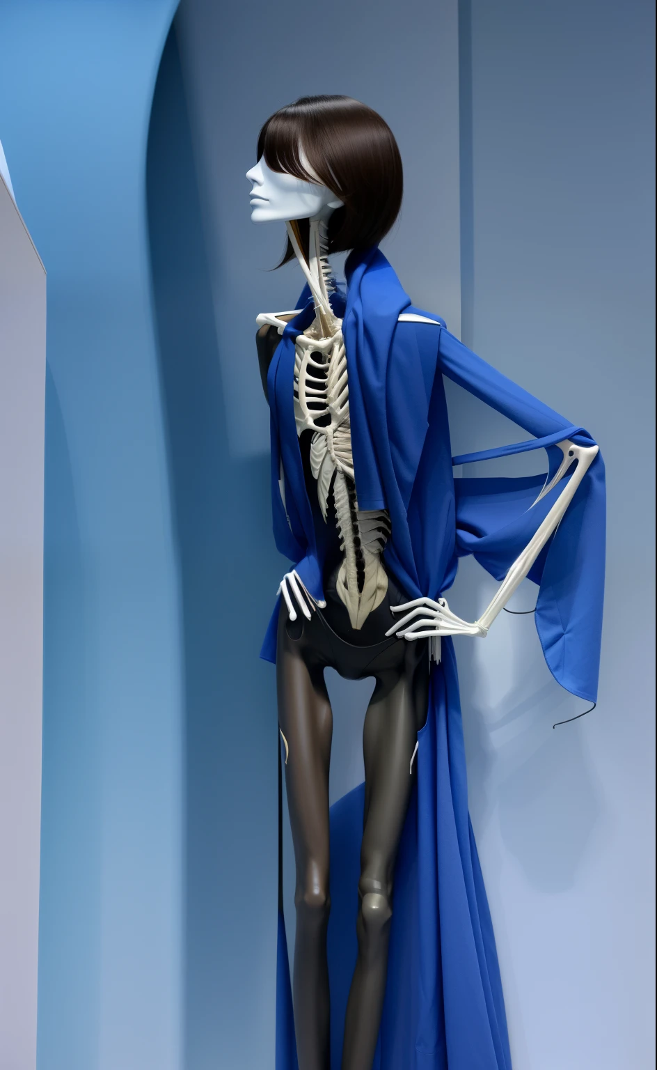 extremely thin woman,The body very thin,drying,Rib chest,Protruding sternum,The sternum distinct,The waist very thin,The ribs are noticeable,Protruding ribs,The pelvic protrusion very obvious,Clear outline of pelvis,The crotch protrudes,The hip bones are very clear,thin shoulde,The waist very thin,Sunken abdomen,Abdominal muscle atrophy,Delicate arms,arm muscle atrophy,Slender thighs,lean legs,Knees are obviously protruding,Ankle bulges,The ankle bones are obvious,The leg bones are obvious,leg muscle atrophy,anorexia,Wear tight leather pants,Wear slippers,Significant atrophy of dorsalis pedis muscles,Asia face,Expressions of sadness and crying,Excessive weight loss,sunken face,Apply lipstick,Severe malnutrition