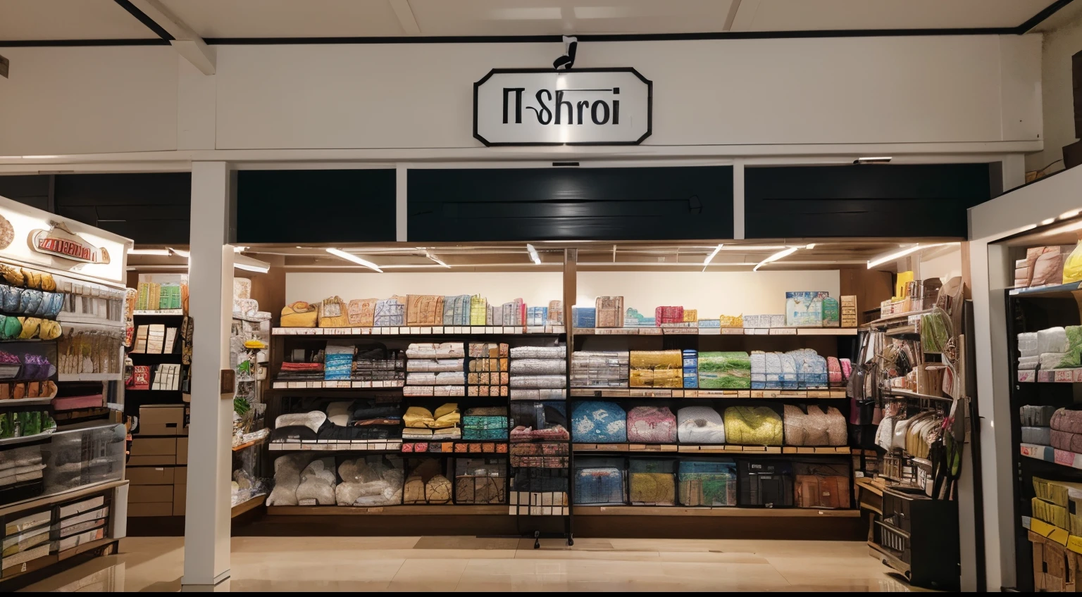 a store layout that sells various products like: mochilas infantis, cadernos, aderecessos de casa, Decorative Accessories, brinquedos e etc. the store space is in the shape of a rectangle, onde a largura mete em torno de quatro pessoas alinhadas e o layout precisa ser muito bem organizado, in addition to having a clean and cozy environment.