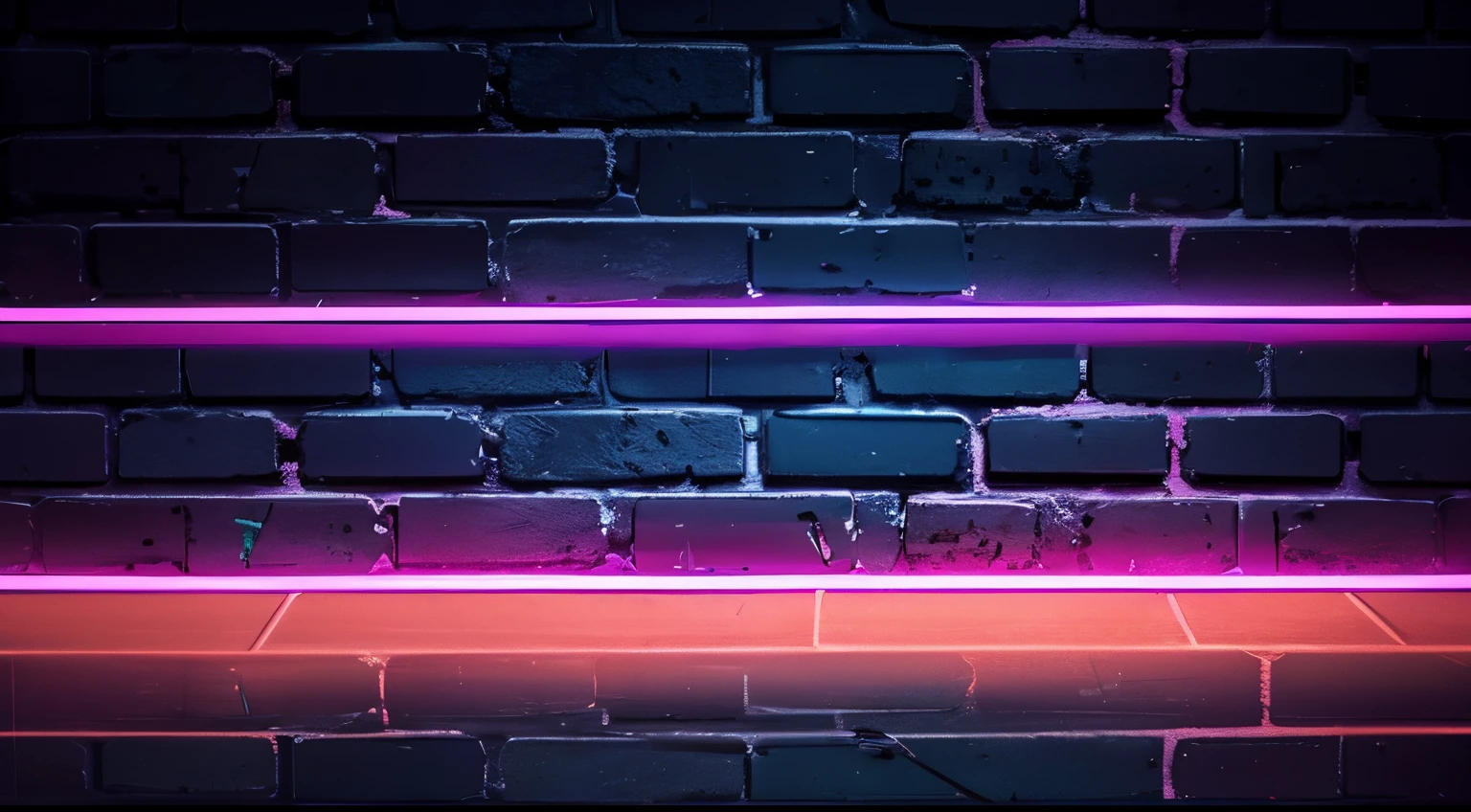 modern double colors neon lights on brick background image and use it as your wallpaper