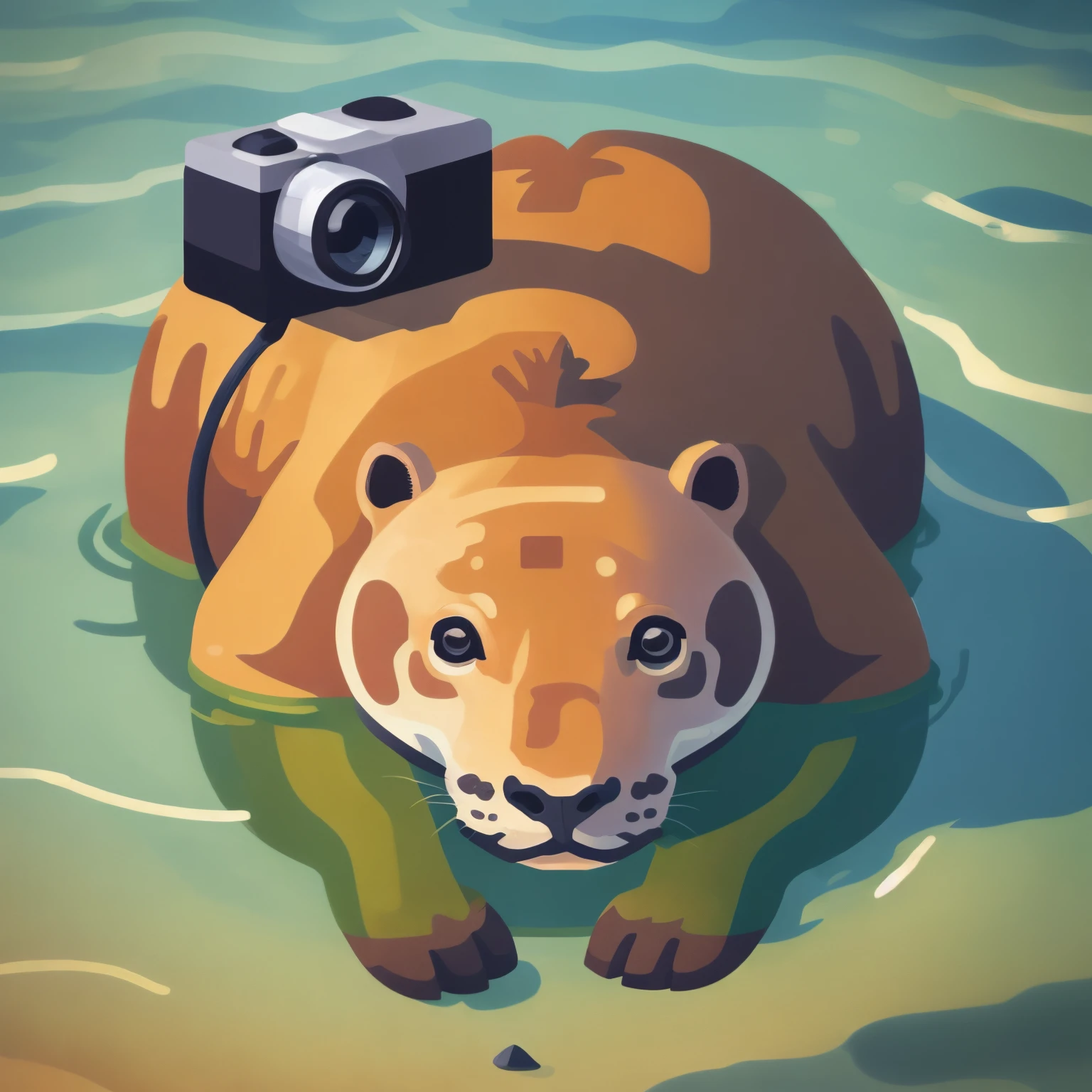 Amazonian manatee in an eye camera lens