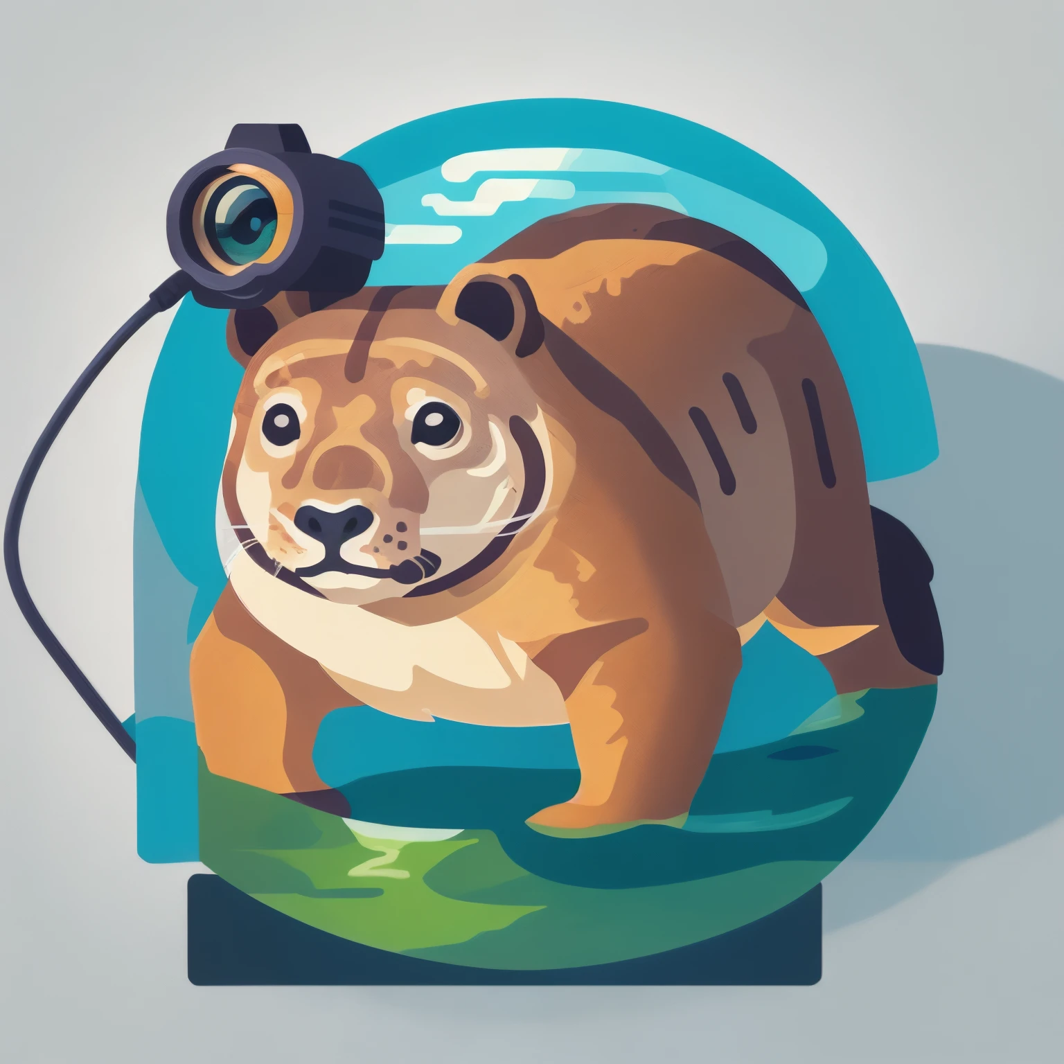 Amazonian manatee in an eye camera lens