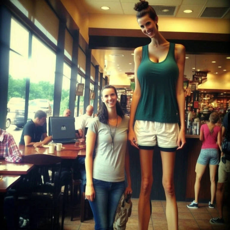 SFW, simple green tank top, (gigantic sagging breasts:1.4), (colossal breasts:1.4), cleavage